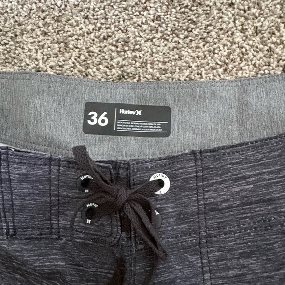 Hurley Gray Swim Trunks with Yellow and Red Logo - Picture 2 of 4